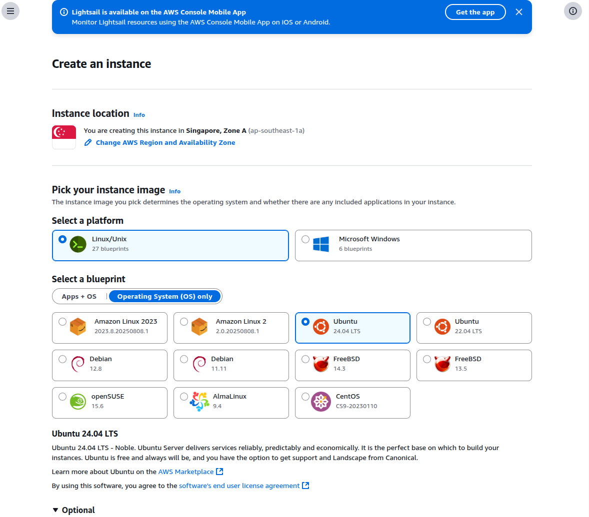 Create instance